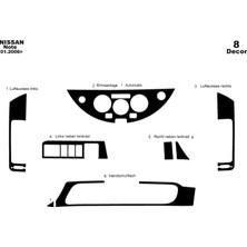 Mars Cockpit Design Nissan Note Konsol-Torpido Kaplama 2006 8 Parça Piano Black