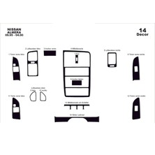Mars Cockpit Design Nissan Almera Konsol-Torpido Kaplama 1995-1999 14 Parça Piano Black