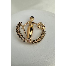 Modex Terazi Detay Mineli Adalet Heykeli Broş (4cm)