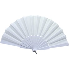 baytoptan Plastik Düz Kumaş Yelpaze 12'li Beyaz