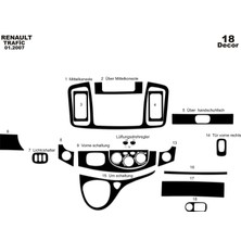 Mars Cockpit Design Renault Trafic Opel Vivaro Konsol-Torpido Kaplama 2007-2010 18 P Piano Black