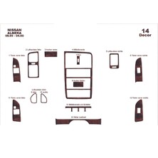 Mars Cockpit Design Nissan Almera Konsol-Torpido Kaplama 1995-1999 14 Parça Maun