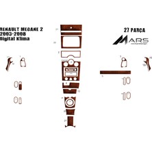 Mars Cockpit Design Renault Megane 2  Digital Klima Konsol-Torpido Kaplama 2003-2 Maun