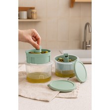 Kitchen Life 2'li Sızdırmaz Kapaklı Süzgeçli Salamura Zeytin Turşu Saklama Kabı 650 ml