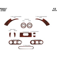 Mars Cockpit Design Renault Twingo Konsol-Torpido Kaplama 1998-2004 12 Parça Maun