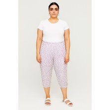 Abarta Kadın Pamuklu Paçaları Kısa Lastikli Ağlı Çiçekli Kışlık Anne Pijama Altı