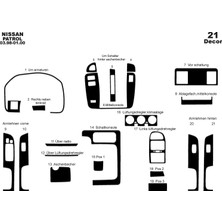 Mars Cockpit Design Nissan Patrol Konsol-Torpido Kaplama 1998-2000 21 Parça Piano Black