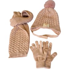 Benitto Kids Kitti 4-8 Yaş Kız Çocuk Atkı Bere Eldiven 3'lü Takım