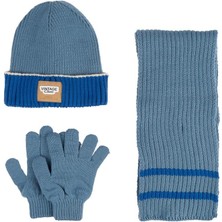 Benitto Kids Kitti 9-15 Yaş Erkek Çocuk Atkı Bere Eldiven 3'lü Takım