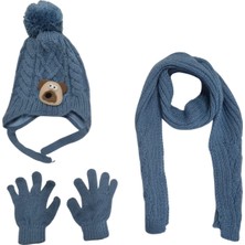 Benitto Kids Kitti 1-4 Yaş Erkek Bebek & Çocuk Atkı Bere Eldiven 3'lü Takım