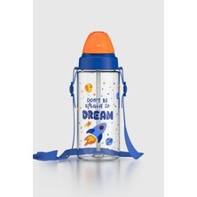 Renga Sonic Air Desenli 500 ml Askılı Pipetli Tritan Çocuk Matara 912058 Mavi-Turuncu