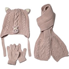 Benitto Kids Kitti 1-4 Yaş Kız Bebek & Çocuk  Atkı Bere Eldiven 3'lü Takım