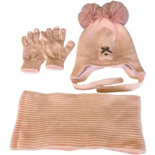 Benitto Kids Kitti 4-8 Yaş Kız Çocuk Atkı Bere Eldiven 3'lü Takım