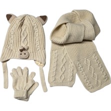 Benitto Kids Kitti 1-4 Yaş Kız Bebek & Çocuk  Atkı Bere Eldiven 3'lü Takım