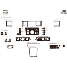 Mars Cockpit Design Opel Vectra C Konsol-Torpido Kaplama 2002-2008 22 Parça Koyu Meşe