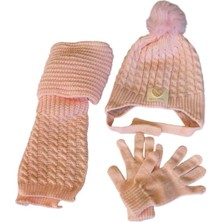 Benitto Kids Kitti 4-8 Yaş Kız Çocuk Atkı Bere Eldiven 3'lü Takım