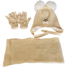 Benitto Kids Kitti 4-8 Yaş Kız Çocuk Atkı Bere Eldiven 3'lü Takım