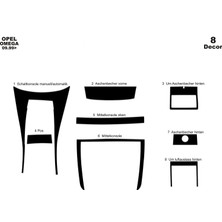 Mars Cockpit Design Opel Omega Konsol-Torpido Kaplama 1999-2003 8 Parça Piano Black