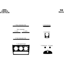 Mars Cockpit Design Opel Corsa B / Tigra / Combo Konsol-Torpido Kaplama  1993-2000 1 Piano Black