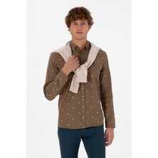 U.S. Polo Assn. Erkek Haki Uzun Kollu Desenli Gömlek 50316561-VR027