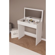 Dekorfim DF02114 Kapaklı Aynalı Bölmeli Makyaj Masası
