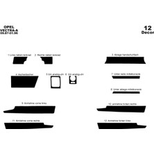 Mars Cockpit Design Opel Vectra A Konsol-Torpido Kaplama 1987-1995 12 Parça Piano Black