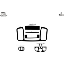 Mars Cockpit Design Opel Vivaro - Traffic Konsol-Torpido Kaplama 2001-2006 8 Parça Piano Black