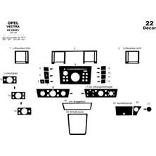 Mars Cockpit Design Opel Vectra C Konsol-Torpido Kaplama 2002-2008 22 Parça Piano Black