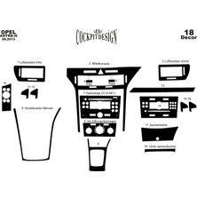 Mars Cockpit Design Opel Astra H Konsol-Torpido Kaplama 2004-2013 Piano Black