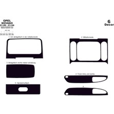 Mars Cockpit Design Opel Movano Master Interstar Konsol-Torpido Kaplama 1999-2003 6  Piano Black