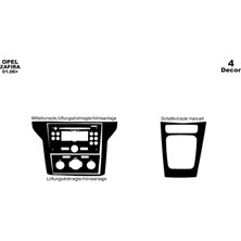 Mars Cockpit Design Opel Zafira Konsol-Torpido Kaplama 2006-2010 4 Parça Piano Black