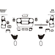 Mars Cockpit Design Opel Movano Master Interstar Konsol-Torpido Kaplama 2010 29 Par? Piano Black