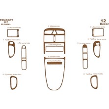 Mars Cockpit Design Peugeot 307 Konsol-Torpido Kaplama 2004-2008 12 Parça Açık Meşe