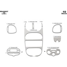 Mars Cockpit Design Peugeot 206 Alüminyum Kaplama 2001-2010 10 Parça  Alüminyum