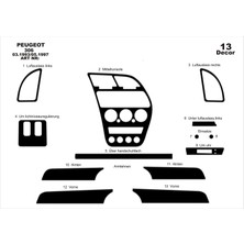 Mars Cockpit Design Peugeot 306 Konsol-Torpido Kaplama 1993-1997 13 Parça Piano Black