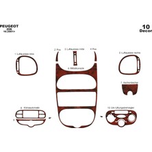 Mars Cockpit Design Peugeot 206 Konsol-Torpido Kaplama 2001-2010 10 Parça Maun