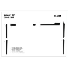Mars Cockpit Design Peugeot 207 Kapı Çıtaları 2007 - 7 Parça Piano Black