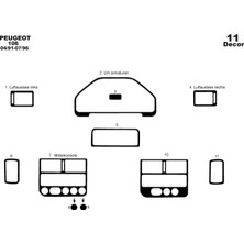 Mars Cockpit Design Peugeot 106 Konsol-Torpido Kaplama 1991-1996 11 Parça Piano Black
