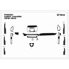 Mars Cockpit Design Peugeot Expert Traveller 2018-2023 20 Parça Piano Black