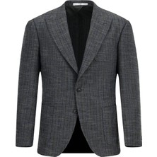 Kiğılı 7 Drop Slim Fit Dar Kesim Yünlü Ekose Spor Yarım Astar Torba Cep Sivri Yaka Ceket