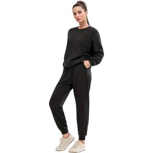 Saat Tekstil Sıfır Yaka  Kalın Kışlık Oversize Kadın Eşofman Takımı