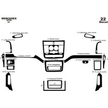 Mars Cockpit Design Mercedes Vito Konsol-Torpido Kaplama 2004-2006 22 Parça Piano Black