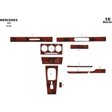 Mars Cockpit Design Mercedes 123 Konsol-Torpido Kaplama 1976-1986 10 Parça Maun