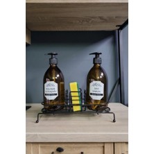 Karteya Standlı Sıvı Sabunluk Seti - Standlı Sabunluk - Metal Standlı Sabunluk - 500 ml Amber Cam