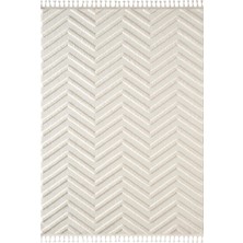 Karmen Halı Loop LP023W Beyaz Halı Dekoratif Sisal Yumuşak Bukleli Tozsuz Salon Halısı Yatak Odası Iskandinav