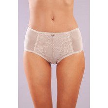 Golshan Gaspara Control Slip, Kadın Güpürlü Tül Ten  Renk Yüksek Bel Külot