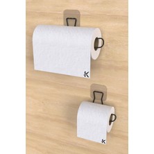 Karteya Sticker Yapışkanlı Dekoratif Rulo Havlu Tutacağı Şık Banyo Mutfak Tezgah Aksesuarı Rulo Havluluk ve Wclik 2''li Set