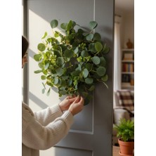 Nettenevime Yeşil Okaliptus Yapay Çiçek Kapı Süsü 50 cm Yılbaşı Dekoratif Aksesuar
