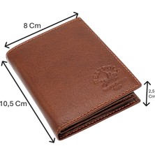 Westpolo Hakiki Deri Kağıt Para ve Bol Kart Bölmeli Erkek Cüzdanı - Taba