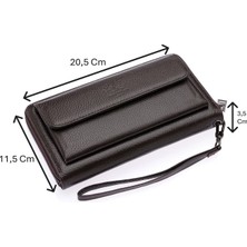 Westpolo Daisy Unisex Hakiki Deri Kağıt Para ve Telefon Bölmeli Uzun Cüzdan, El Portföyü-Kahverengi